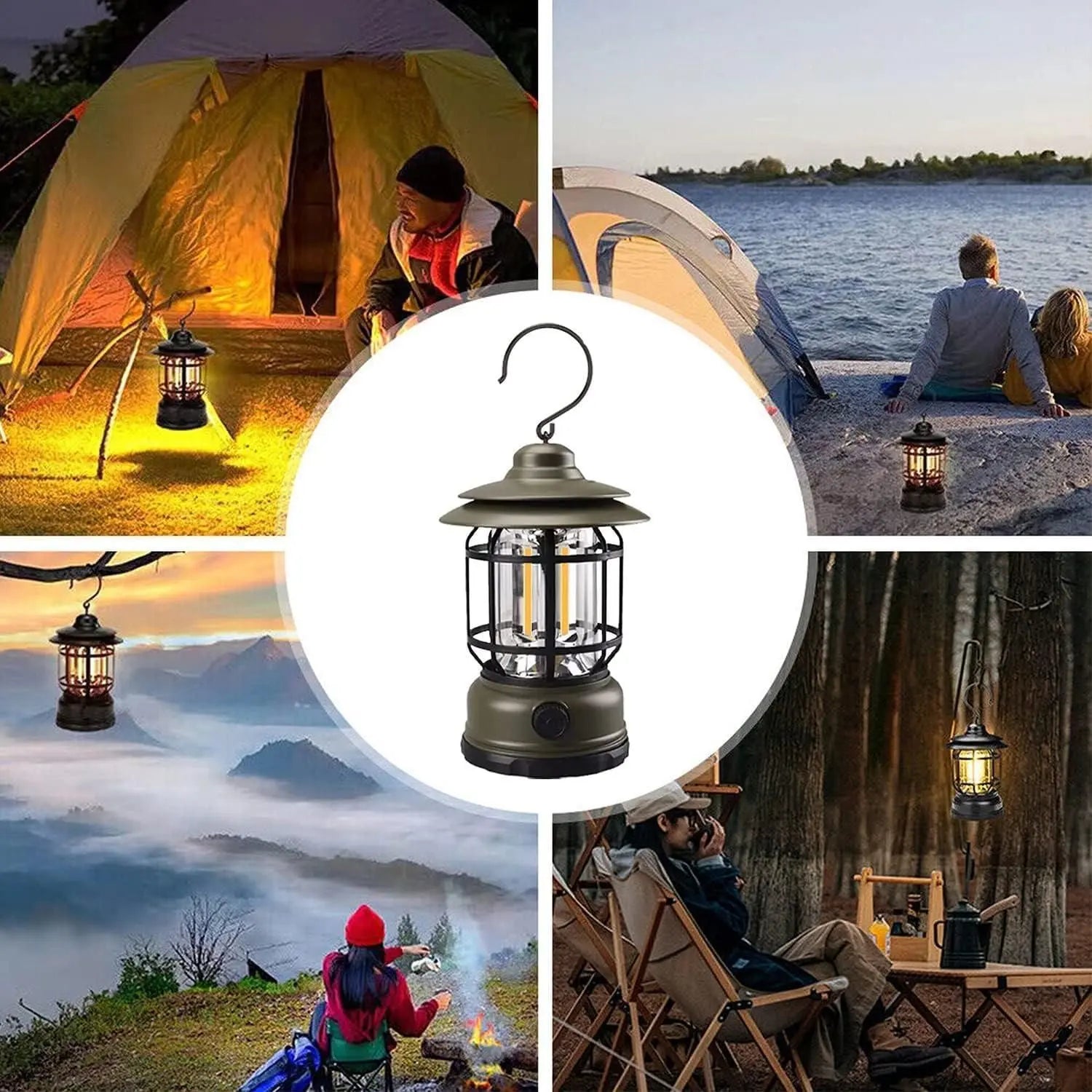 Camping Lantern Light - USB Rechargeable, Retro Style