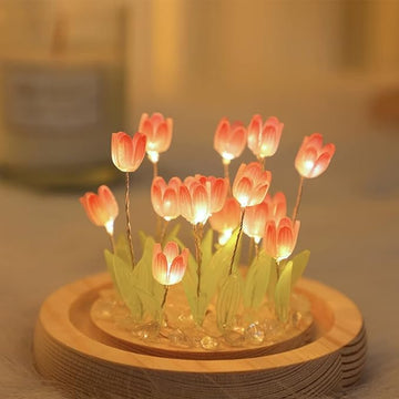 Tulip Night Light - Glass Dome, Battery Powered | Ideal Gift for Bedroom & Living Room